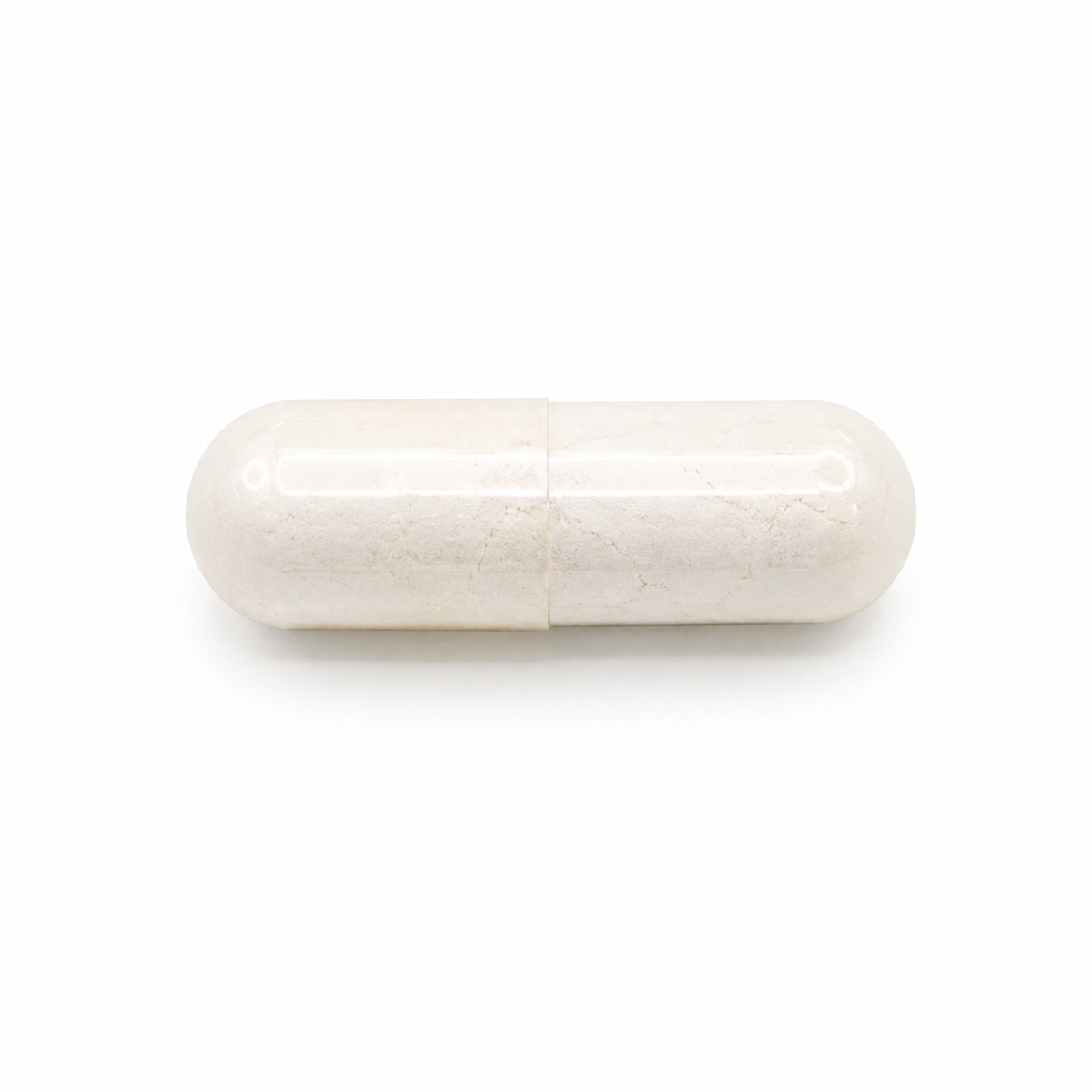 White pill-shaped container L-Tyrosine on a white background