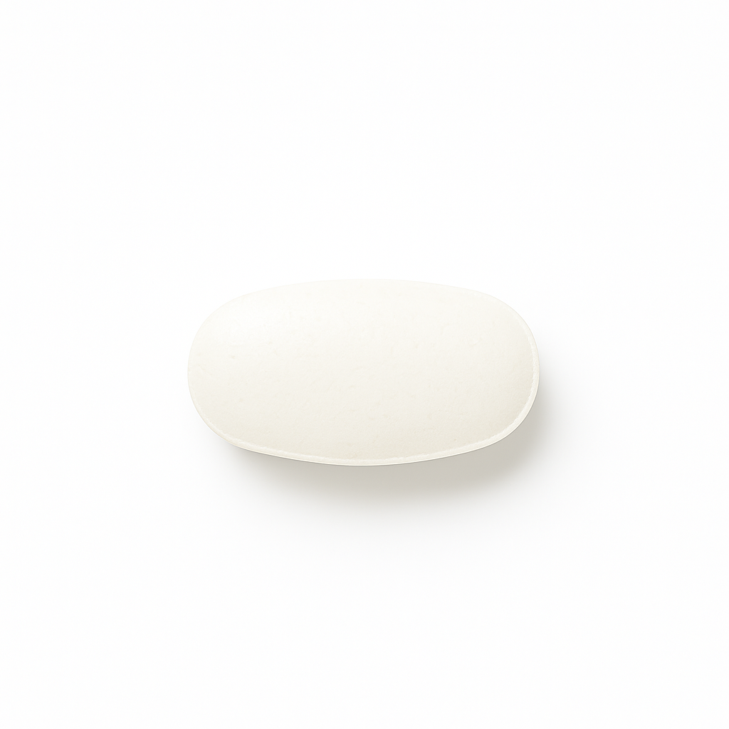 white calcium tablet on white background